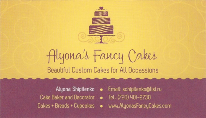 Alyona's Fancy Cakes Business Card