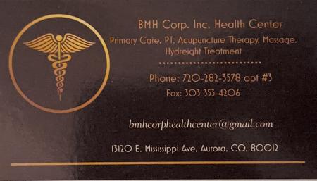 BMH Corp. Inc, Health Center Business Card