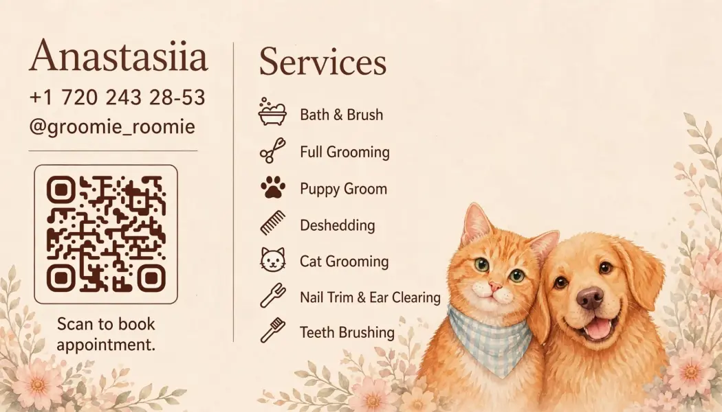 Groomie Roomie Business Card