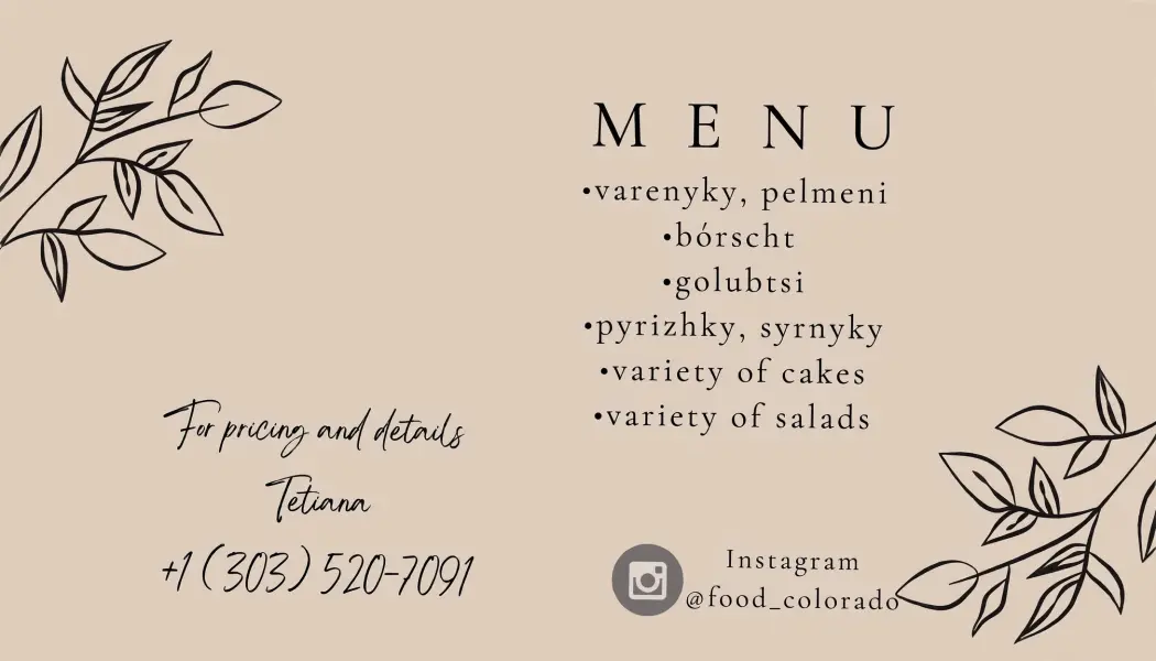 Ukrainian Homemade Food Business Card